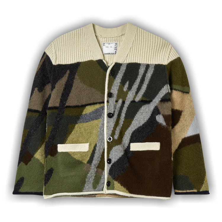 Buy Sacai x KAWS Jacquard Knit Cardigan 'Camouflage' - 21