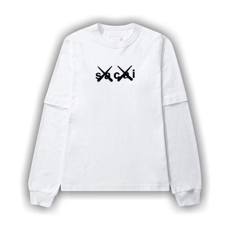 Buy Sacai x KAWS Flock Print Long-Sleeve T-Shirt 'White/Black
