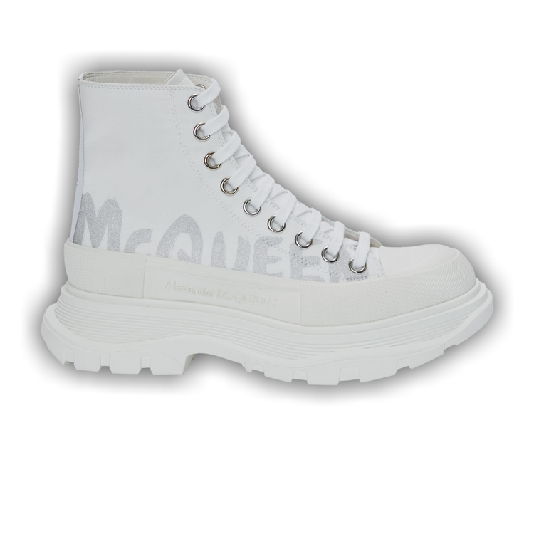 Alexander McQueen Baskets montantes Tread Slick Argenté Métallisé ref.723071 - Joli Closet