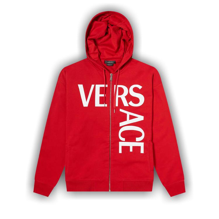 Versace★素敵！Medusa Baroque Print Sweatshirt w/Hoodie Red Versace Medusa Print Red Cotton Sweatshirt with Hoodie 4XL