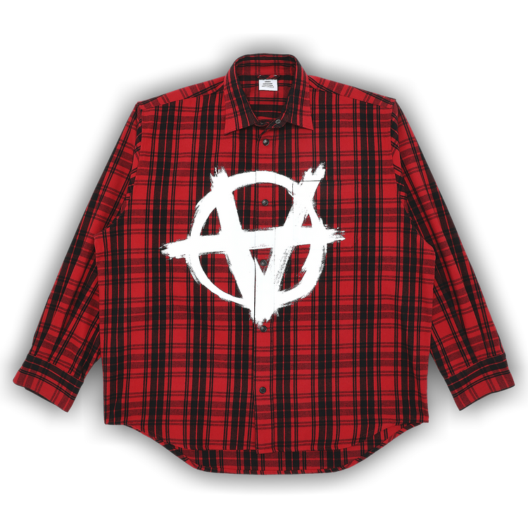 ［新品］VETEMENTS ANARCHY LOGO FLANNEL SHIRT Buy Vetements Anarchy/Children Of The Night Flannel Shirt 'Red