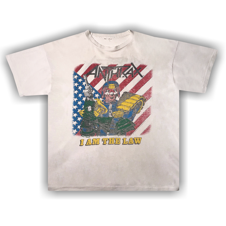 Buy Vintage Anthrax I Am The Law Judge Dredd Tee 'White