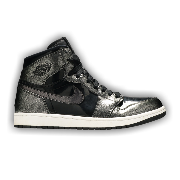 Patent leather jordans black top