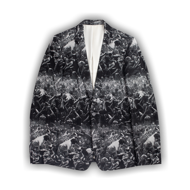Buy Pre Owned Number Nine Charles Peterson Nirvana Silk Blazer Black White 3297 1FW080307CPNB BLAC GOAT