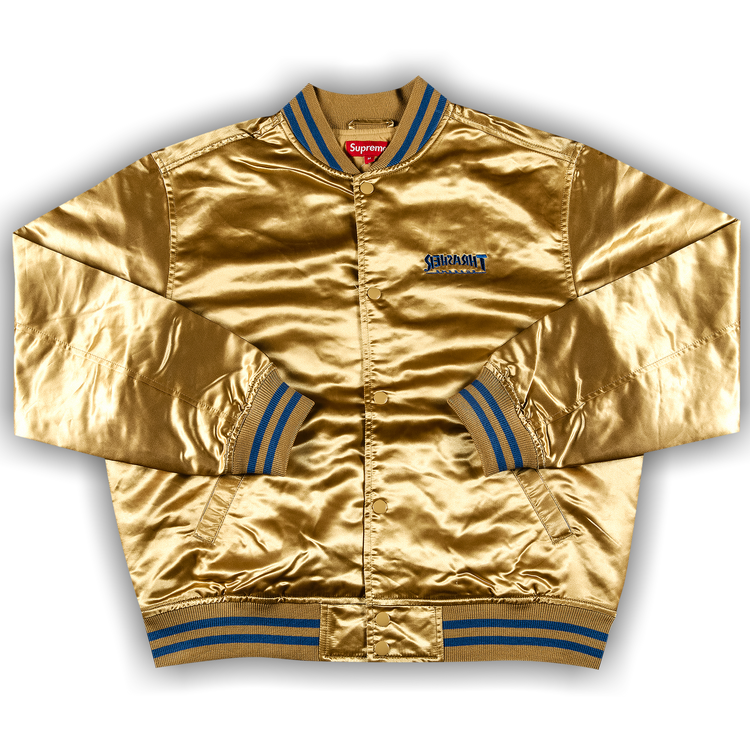 Buy Supreme x Thrasher Satin Varsity Jacket 'Gold