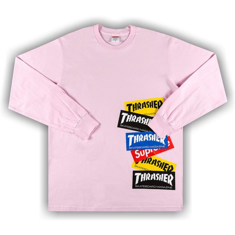Supreme x Thrasher Multi Logo Long-Sleeve Tee 'Light Pink'