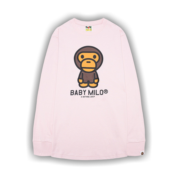 Buy BAPE Baby Milo Long-Sleeve Tee 'Pink' - 2G80 111 001 Buy BAPE Baby Milo Long-Sleeve Tee 'Pink' - 2G80 111 001