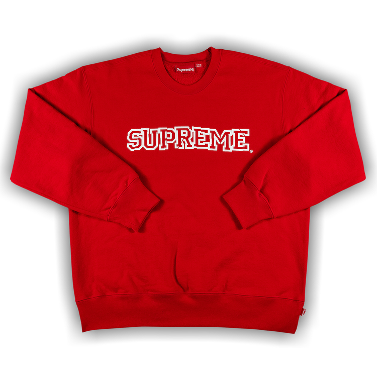 BRAND NEW Supreme Red Logo Crewneck Grey Size M Medium 100% Cotton Rare  Soft