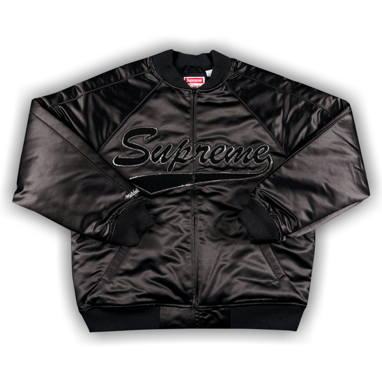 Buy Supreme x Mitchell & Ness Sequin Logo Varsity Jacket 'Black 