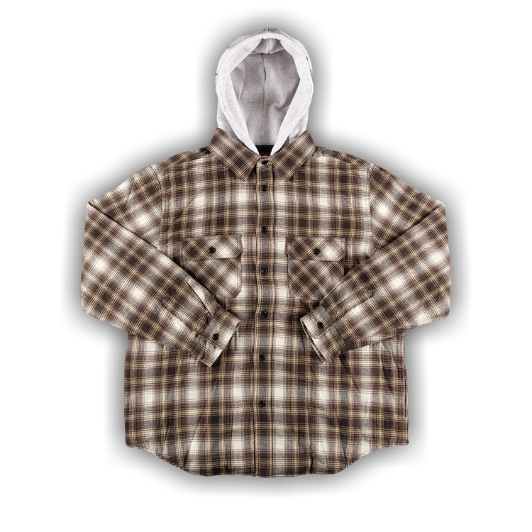 Supreme Hooded Flannel Zip Up Shirt 'Brown' | GOAT