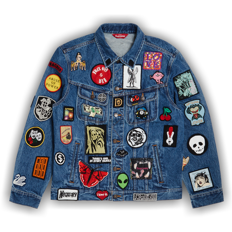 Buy Supreme Patches Denim Trucker Jacket 'Blue' - SS18J53 BLUE