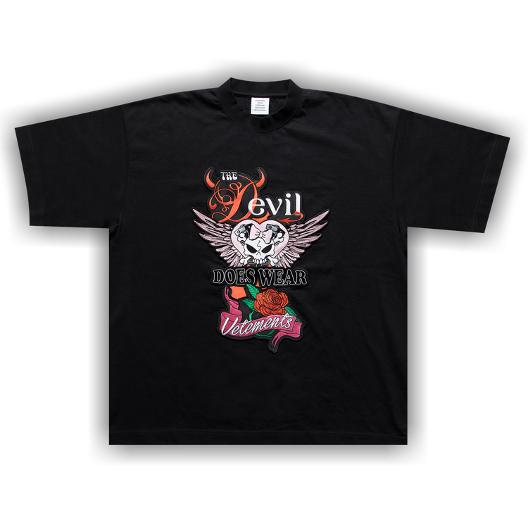 Buy Vetements Devil Wears Vetements Patched T-Shirt 'Black