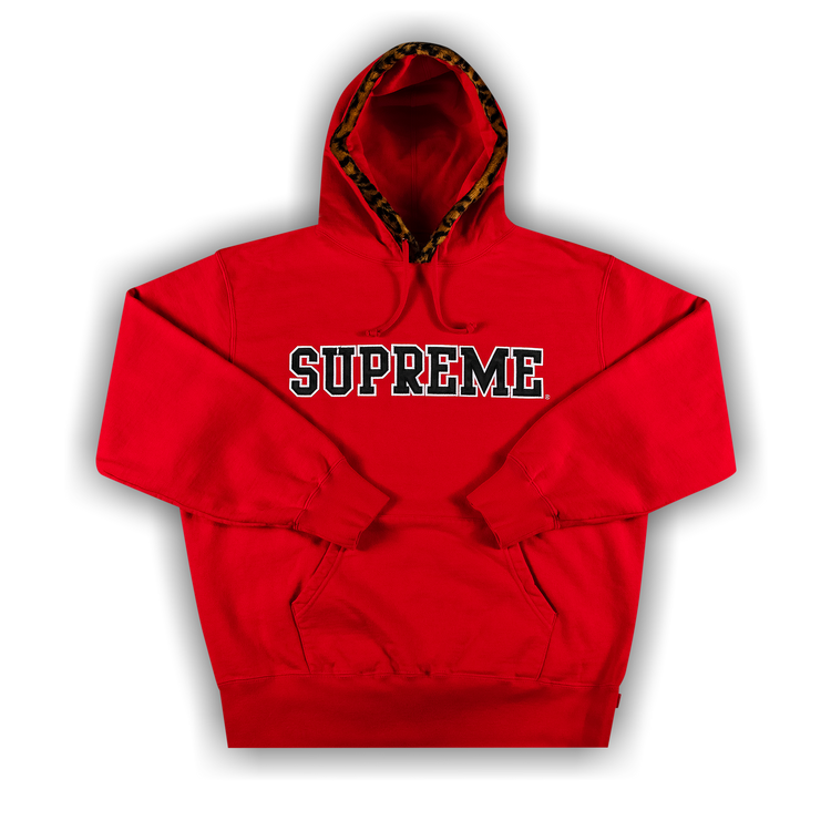 Buy Supreme Leopard Trim Hooded Sweatshirt 'Red' - FW21SW92 RED | GOAT