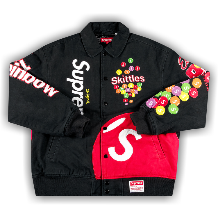 Buy Supreme x Skittles x Mitchell & Ness Varsity Jacket 'Black