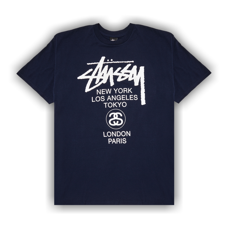 Buy Stussy World Tour Tee 'Navy' - 1903385 NAVY | GOAT