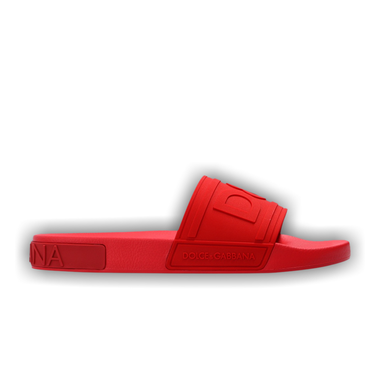 DOLCE & GABBANA ロゴ スライドサンダル 関税/送料込 SchaferandweinerShops GB - Red Slides with logo Dolce