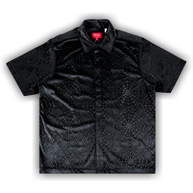 Buy Supreme Spider Web Velvet Short-Sleeve Shirt 'Black' - FW21S29 BLACK |  GOAT