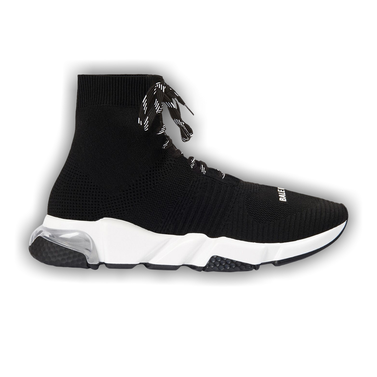 Buy Balenciaga Speed Lace Up Clear Sole Black White 617255 W2DB6 1010 GOAT