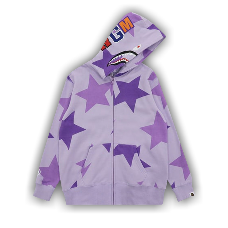 Buy BAPE Sta Pattern Shark Full Zip Hoodie Purple 1H80 215 504