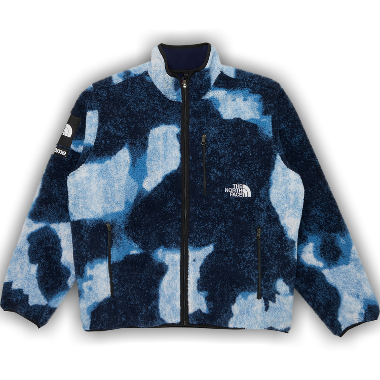 Supreme x The North Face Bleached Denim Print Fleece Jacket 