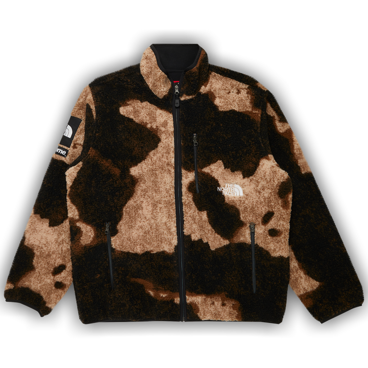 Supreme x The North Face Bleached Denim Print Fleece Jacket 'Black 