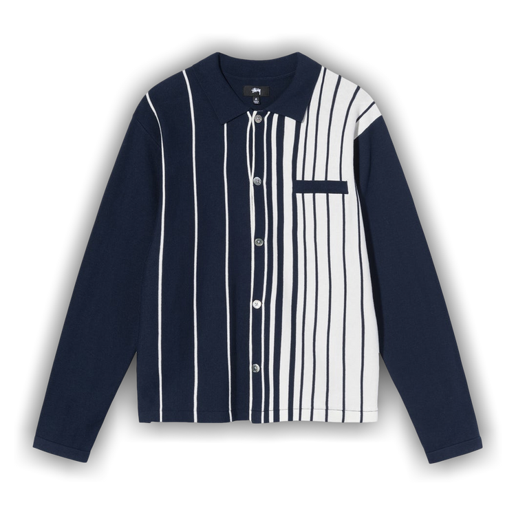 stussy スチューシー 21aw STRIPED KNIT SHIRT XL Buy Stussy Striped Knit Shirt 'Navy' - 117099 NAVY | GOAT MX