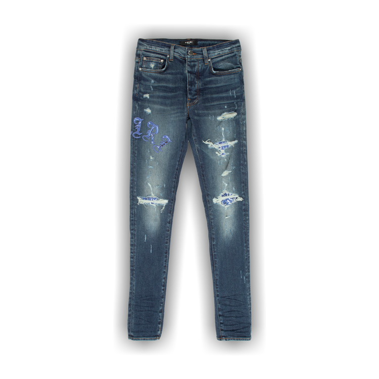 Buy Amiri Skinny Old English Logo Jean 'Deep Classic' - PS22MDS148