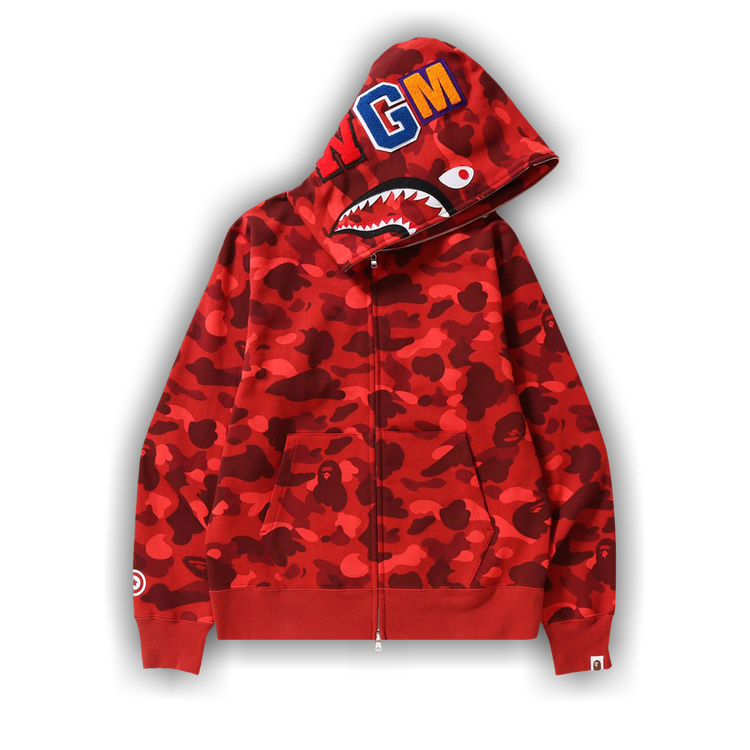 BAPE Shark side zip hoodie Red A Bathing Ape Size M