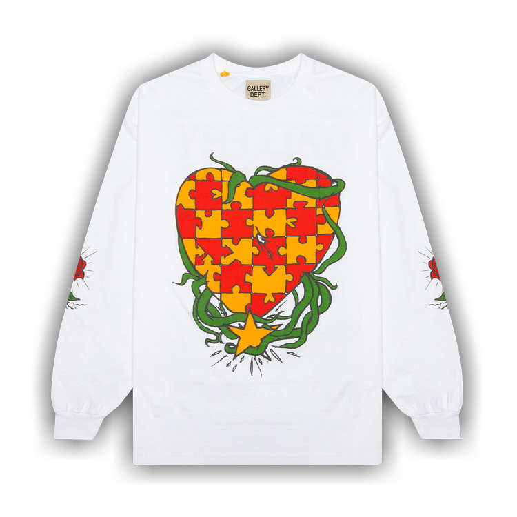 Gallery Dept. Puzzle Heart L/S Tee 'White' | GOAT