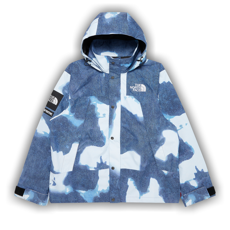 Supreme x The North Face Bleached Denim Print Mountain Jacket 