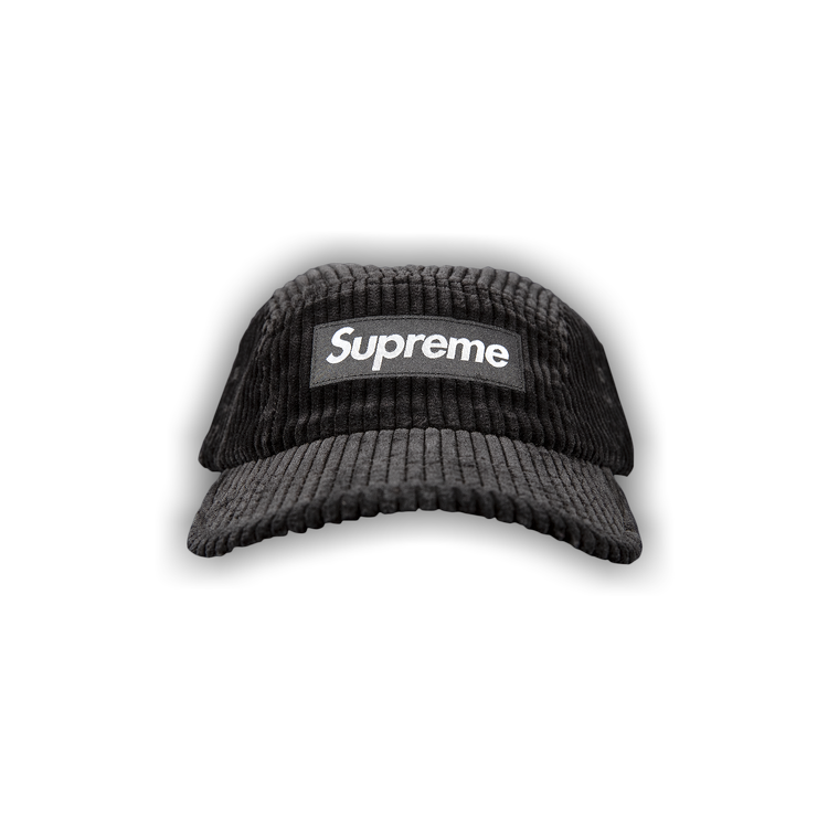 Supreme Embossed Logo Corduroy Camp Cap Black SS18 – BRare NYC