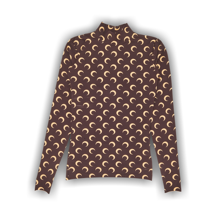 Buy Marine Serre Crescent Moon-Print Turtleneck Top 'Brown