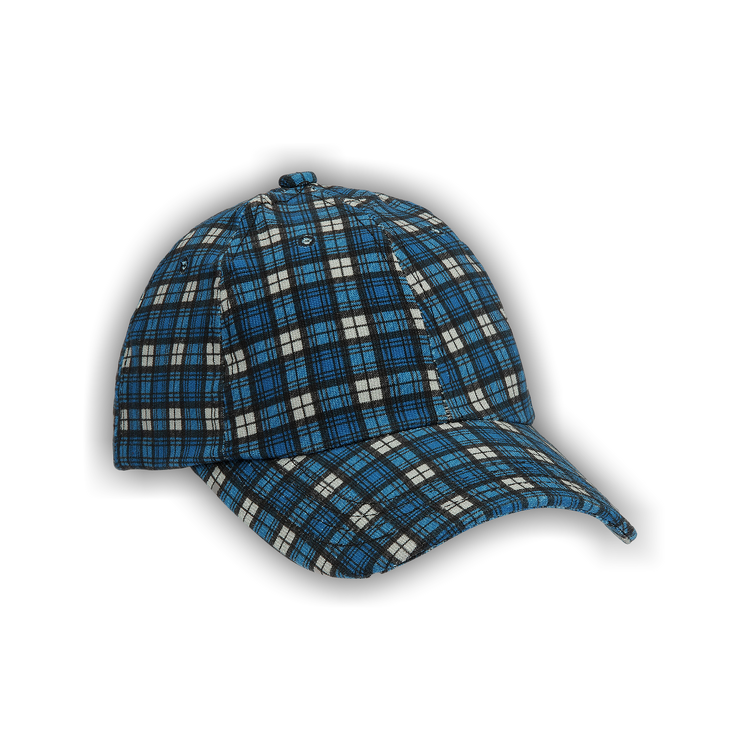 GANNI CHECK AZURE BLUE HAT OS Ganni Unixsex Cotton Canvas Baseball Cap Check Azure Blue  main image 3