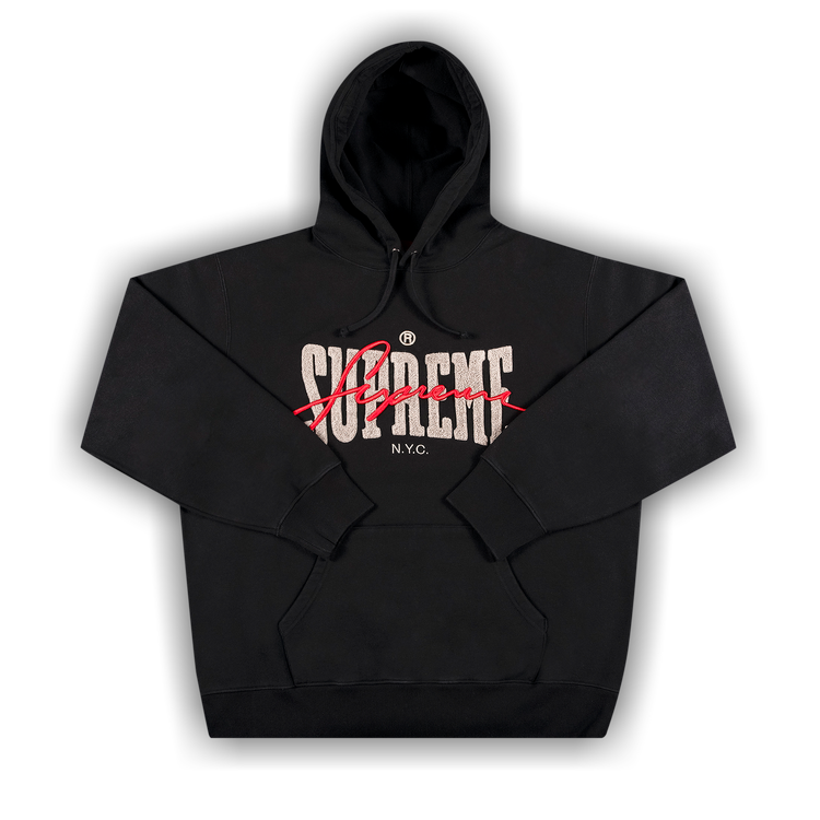 Supreme Embroidered Chenille Hooded Sweatshirt 'Black'