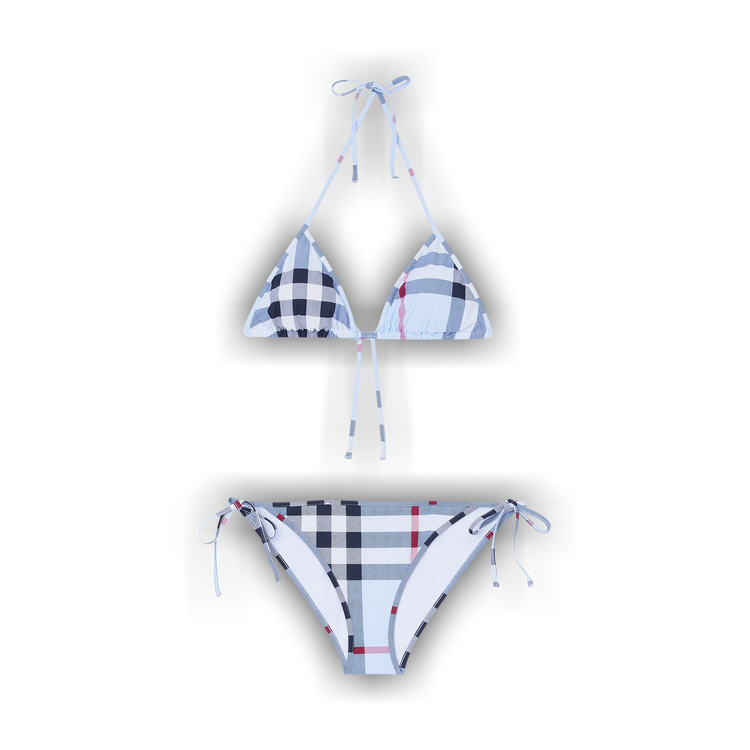 Buy Burberry Check Stretch Nylon Triangle Bikini 'Pale Blue
