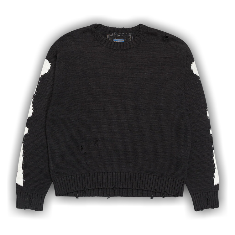 Buy Kapital 5G Cotton Knit Bone Crew Sweater 'Black Buy Kapital 5G Cotton Knit Bone Crew Sweater 'Black