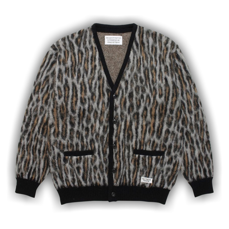 Buy Wacko Maria Leopard Mohair Cardigan (Type 2) 'Grey