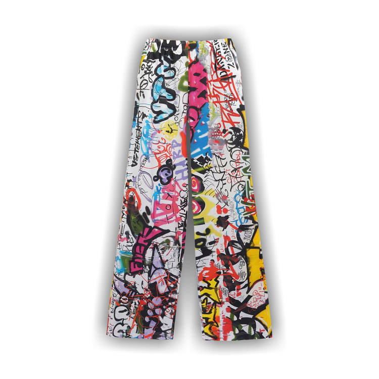 パンツ VETEMENTS 22SS Graffiti pyjama pants Graffiti Pyjama Pants White And Multicolor | The Webster