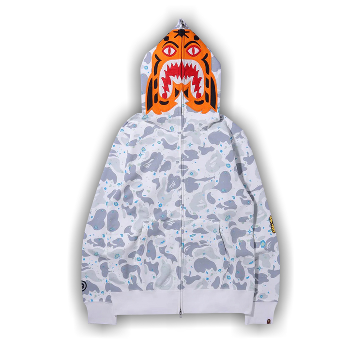 Bape white tiger hoodie top