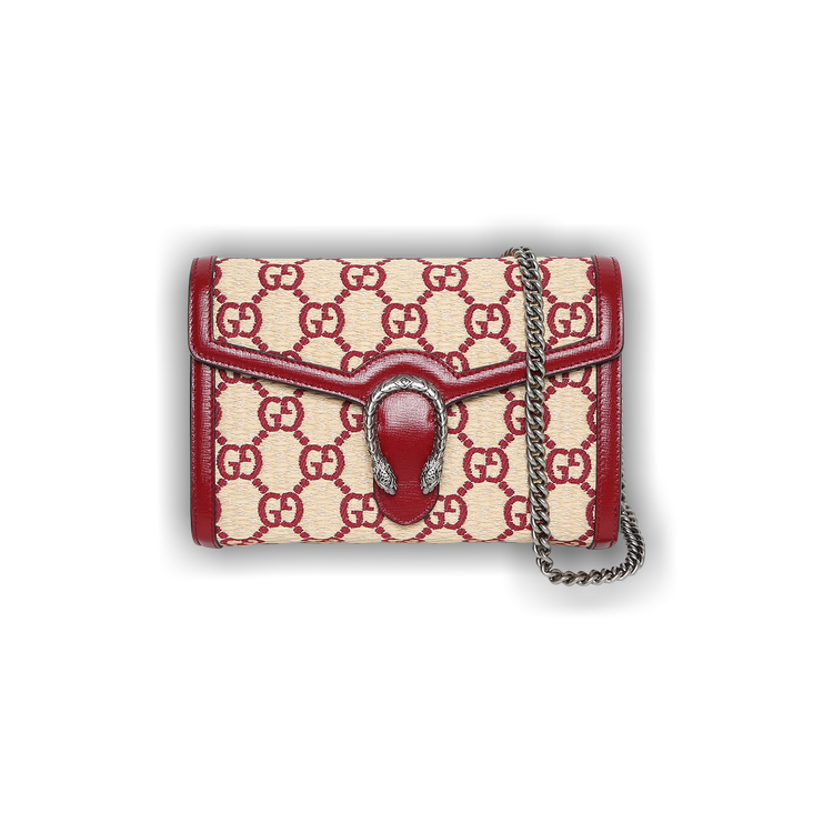 Gucci Dionysus Chain Wallet Mini GG Supreme Red Fabric Effect in  Canvas/Leather with Silver-tone - US