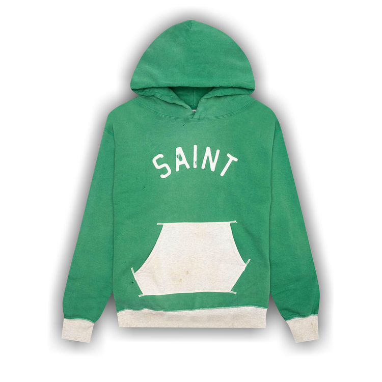 Buy SAINT Mxxxxxx Felt Hoodie 'Green/Grey' - SM S22 0000 041 GREE