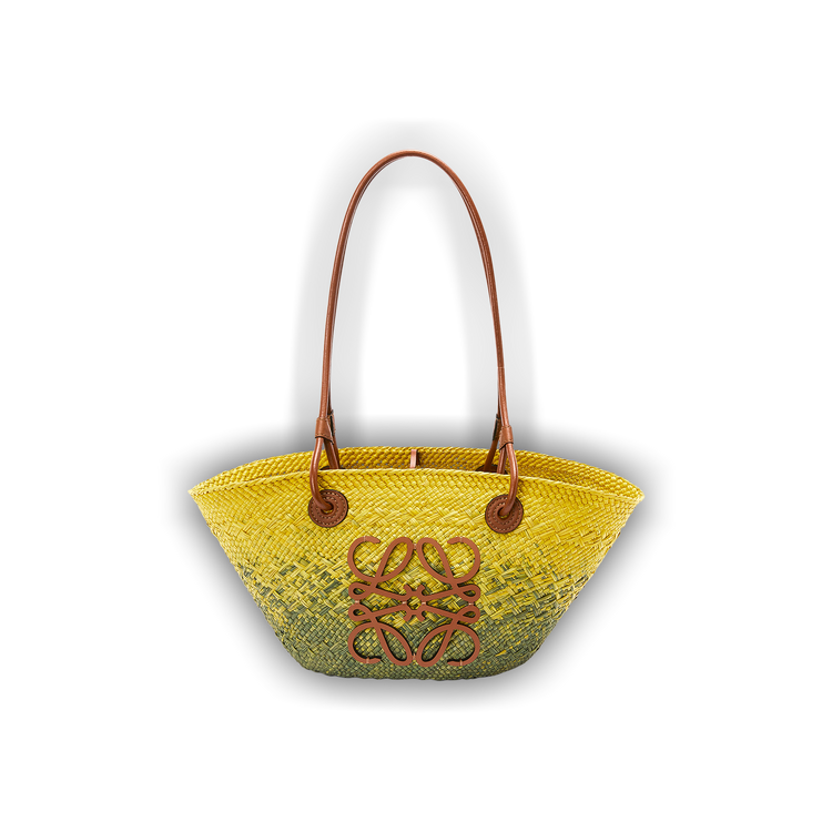 Buy Loewe Anagram Basket Small Bag 'Khaki Green/Yellow