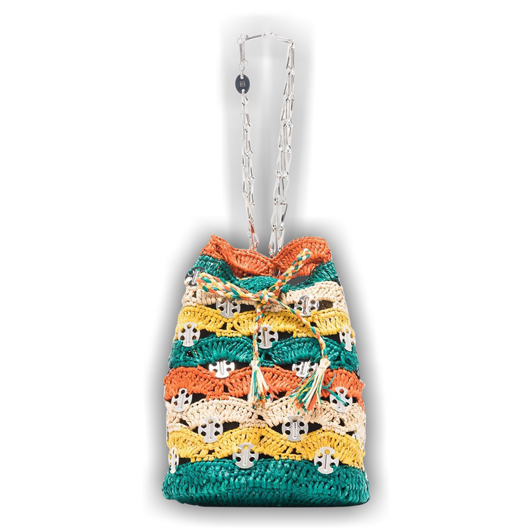 Buy Paco Rabanne Raffia Bucket Bag 'Multicolor