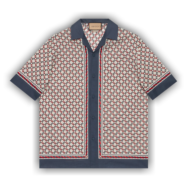 Buy Gucci Geometric G Print Muslin Bowling Shirt 'Ivory'