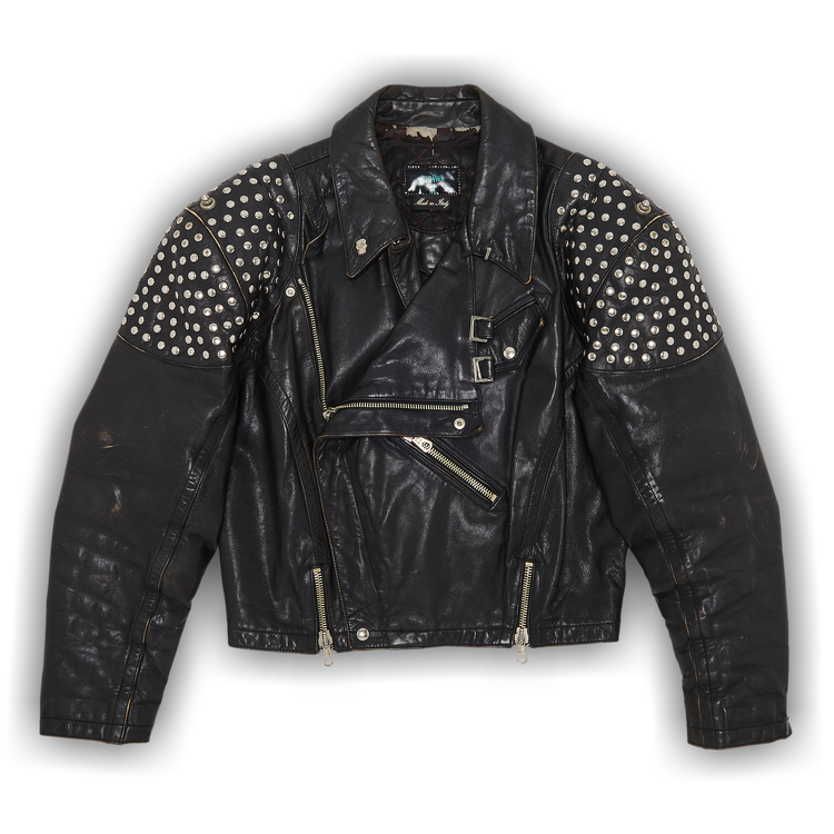 Buy Vintage Jean Paul Gaultier Studded Leather Biker Jacket 'Black 