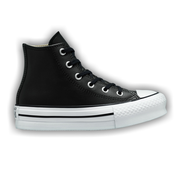 Converse Girls Chuck Taylor All Star EVA Lift Leather Shoes Black Ivory Size 12.0