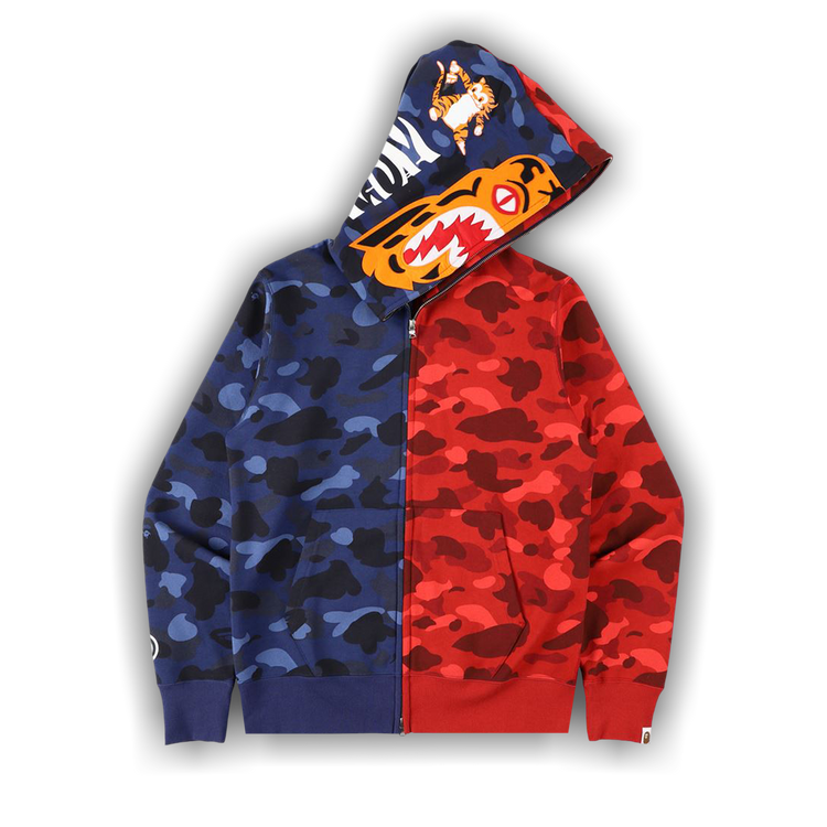 Buy BAPE Color Camo Tiger Shark Half Full Zip Hoodie Navy 1H20 115 014 NAVY GOAT CA