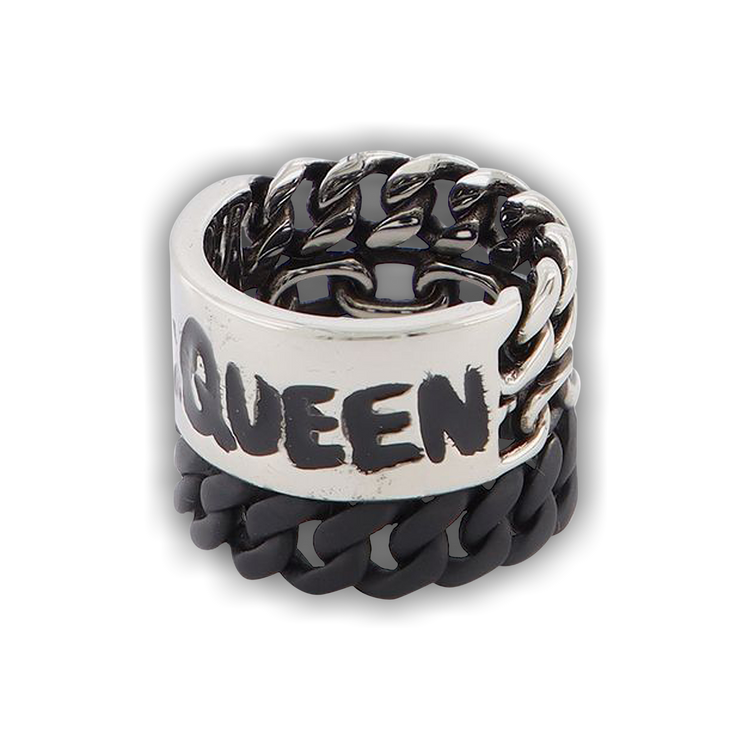 Alexander McQueen ◆ グラフィティロゴ リング Buy Alexander McQueen Graffiti Chain Ring 'Silver