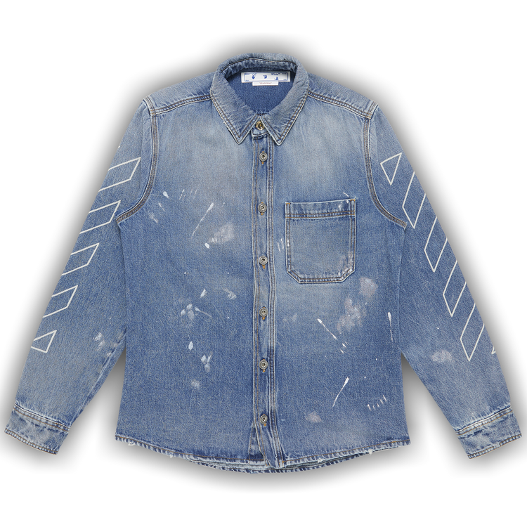 Size m Off-White Diag Outline Paint Denim Shirt 'Vintage Blue/White'
