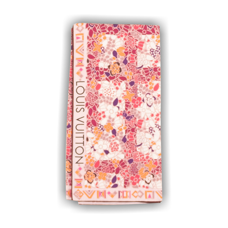 AUTH.LOUIS VUITTON Watercolor Fleur Arty Floral Monogram Silk Square Scarf  36 in